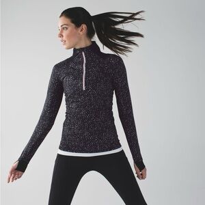 Lululemon Go The Distance 1/2 Zip in‎ Butterfly Texture Mink Berry Black Size 4